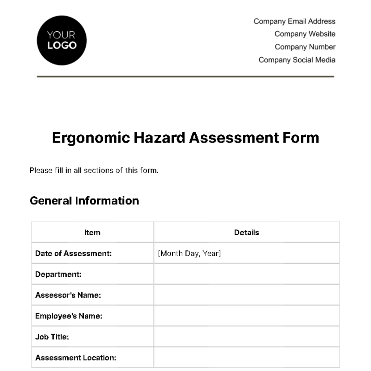 Occupational Hazard Identification & Risk Assessment Templates ...