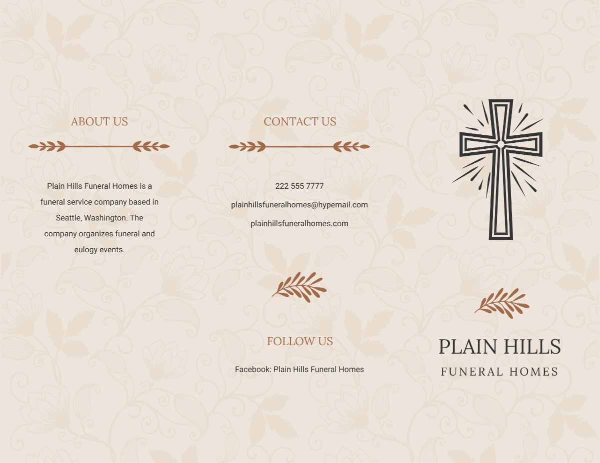 Free Religious Eulogy Funeral Tri-Fold Brochure Template