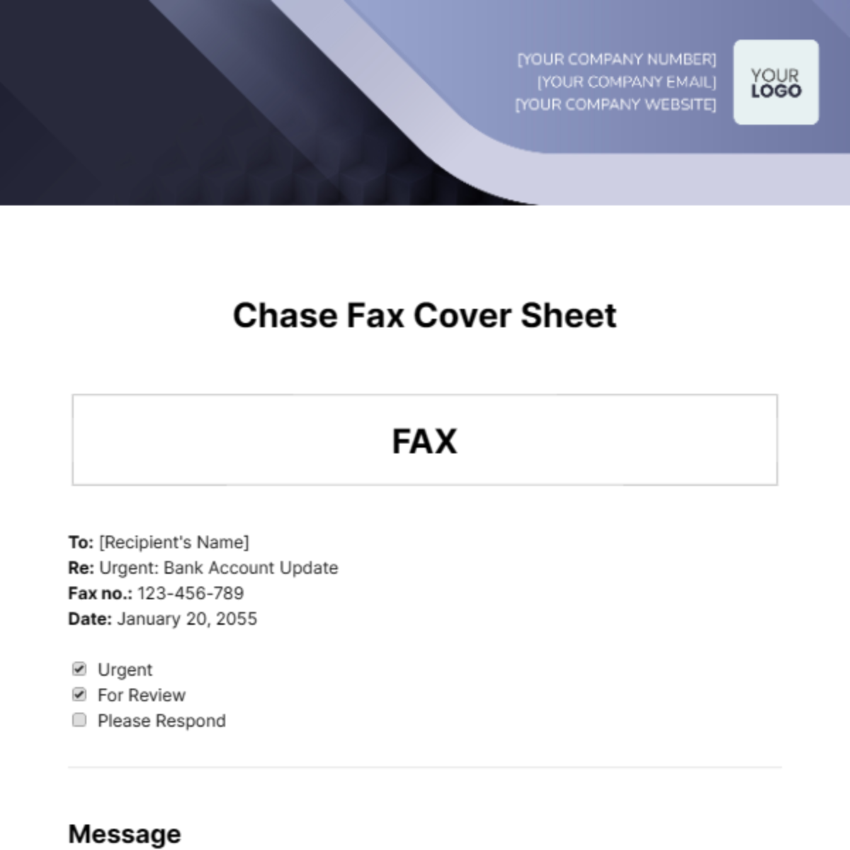 Chase Fax Cover Sheet Template