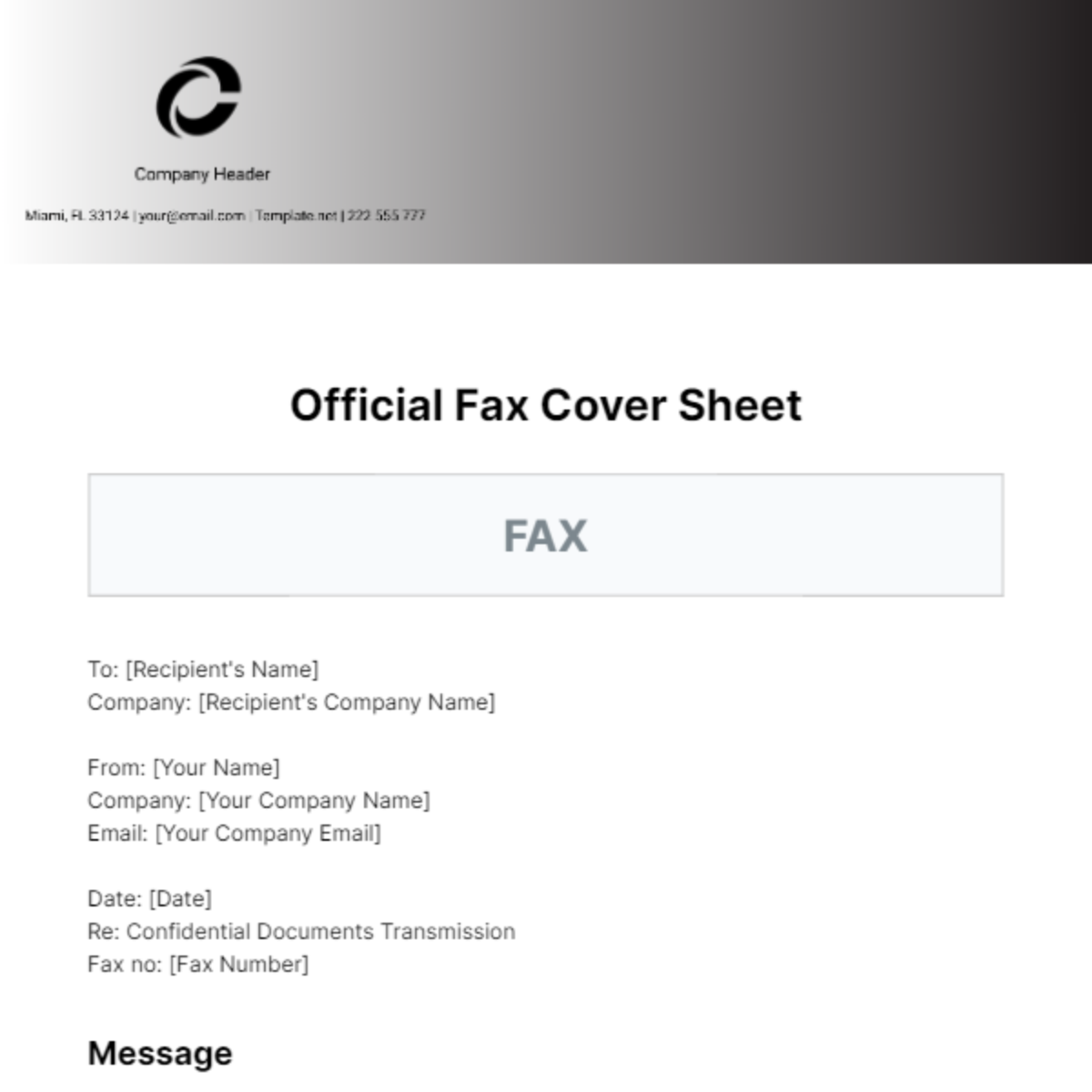 Official Fax Cover Sheet - Edit Online & Download