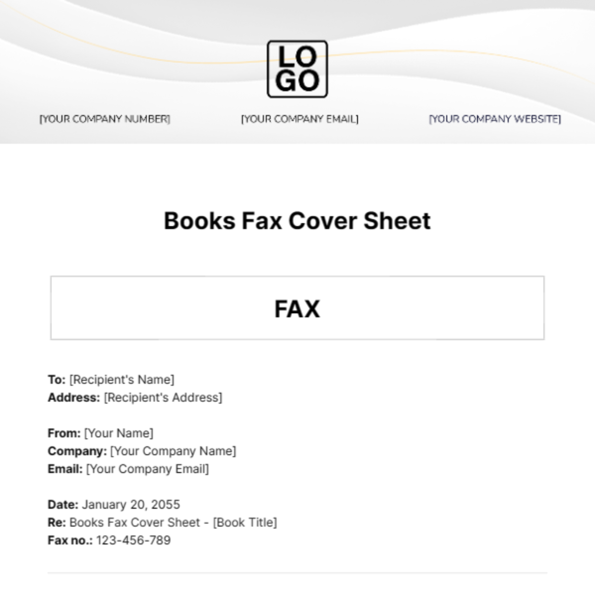 Books Fax Cover Sheet Template