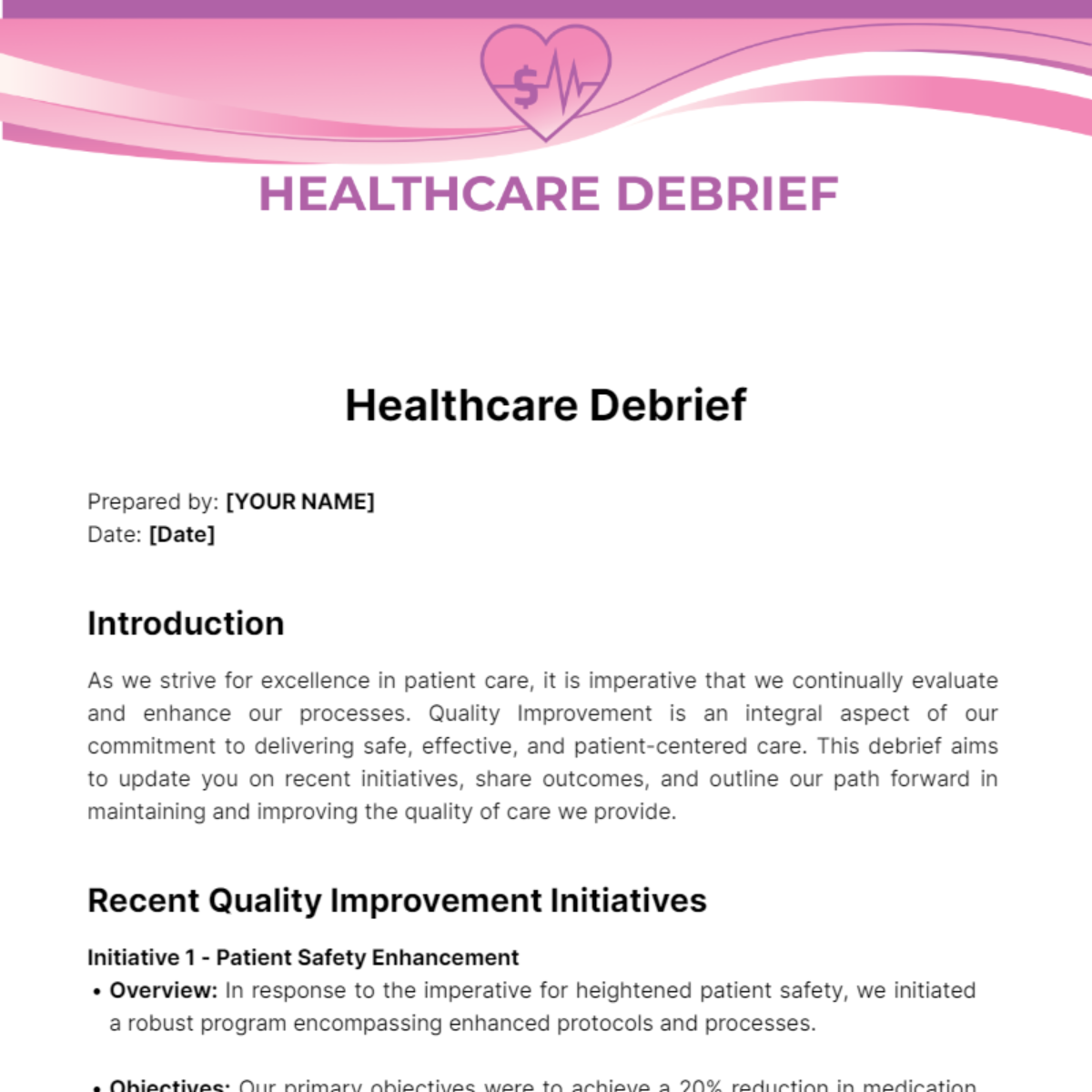 Healthcare Debrief Template - Edit Online & Download