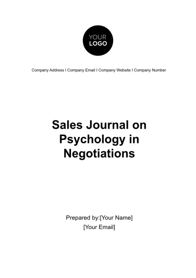 Free Sales Journal on Psychology in Negotiations Template to Edit Online