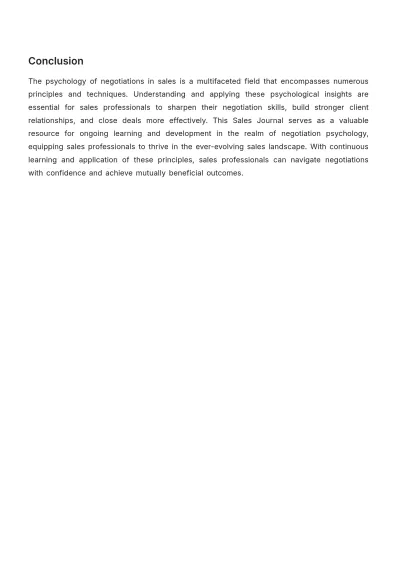 Free Sales Journal on Psychology in Negotiations Template to Edit Online