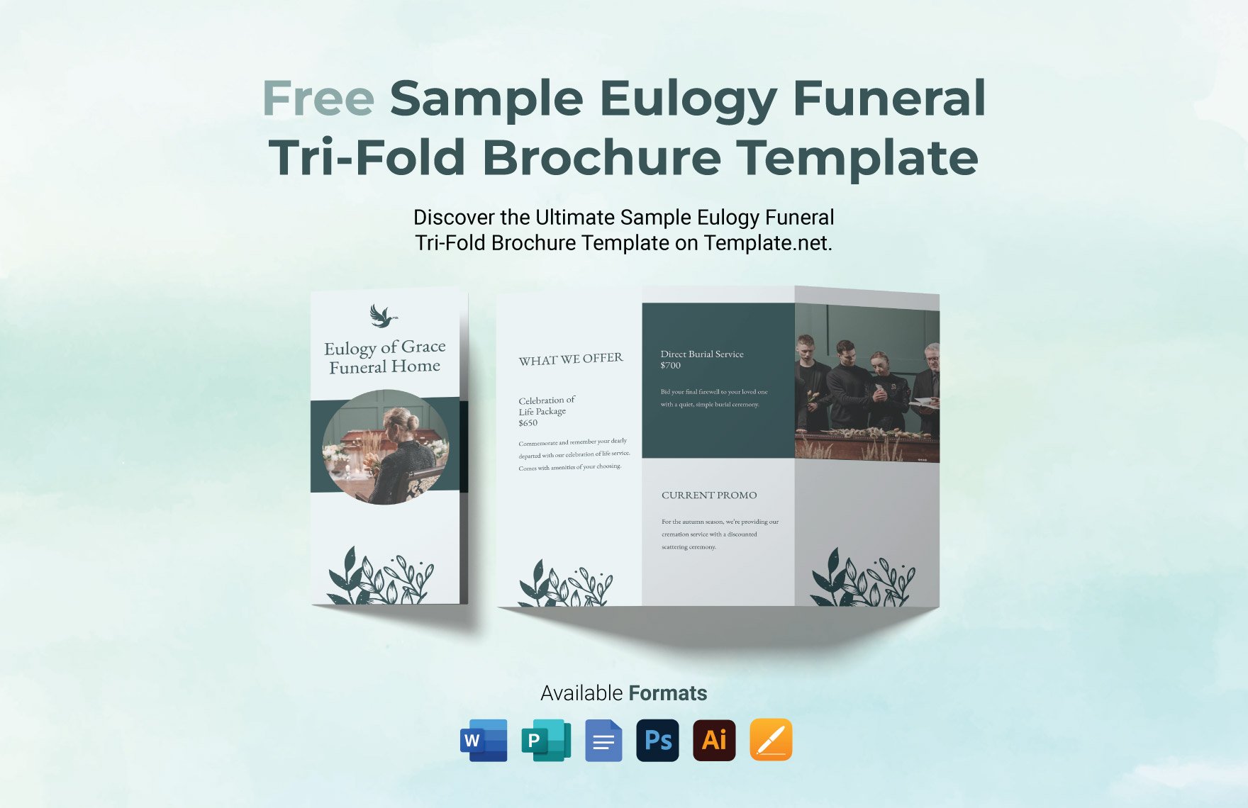 Sample Eulogy Funeral Tri-Fold Brochure Template