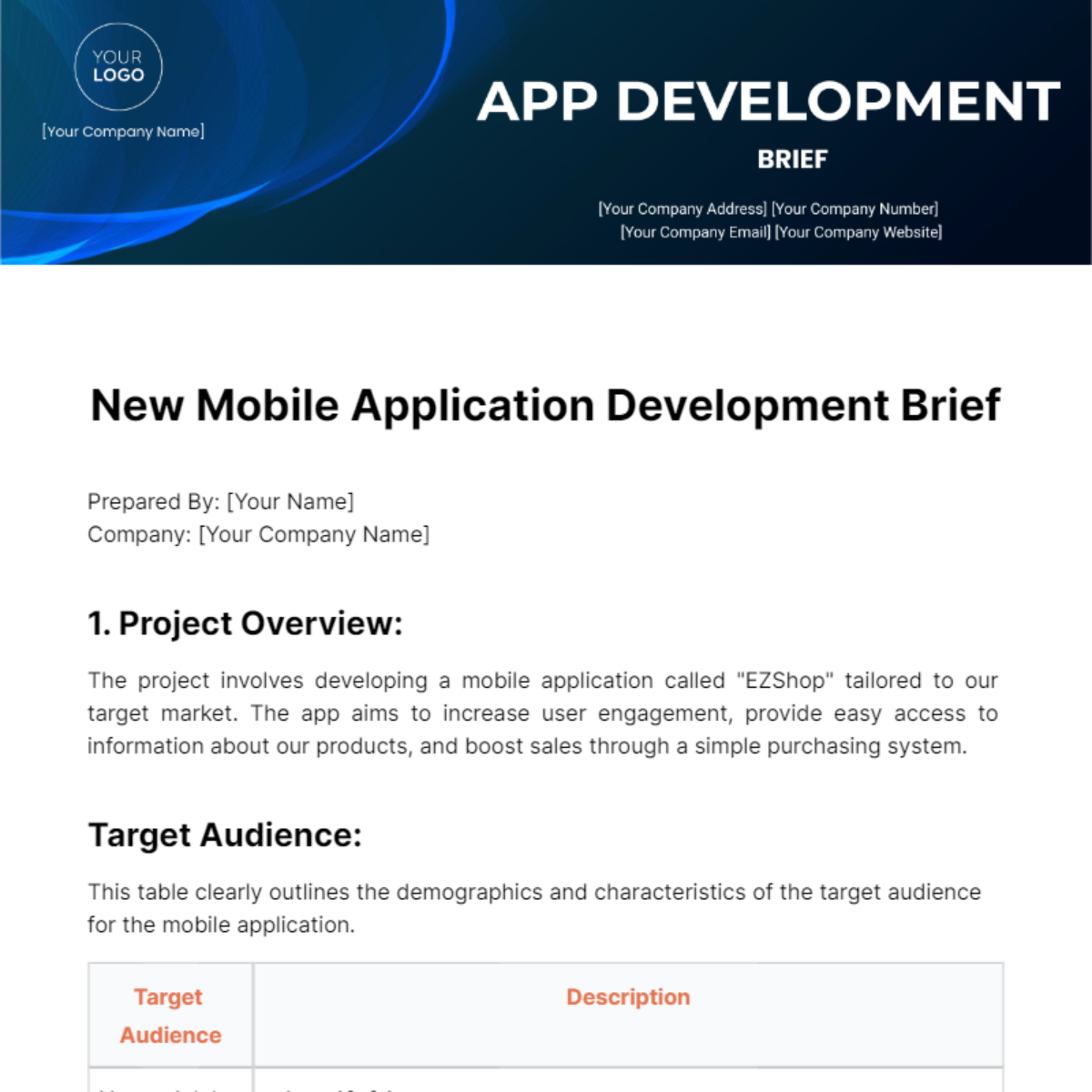 App Development Brief Template - Edit Online & Download