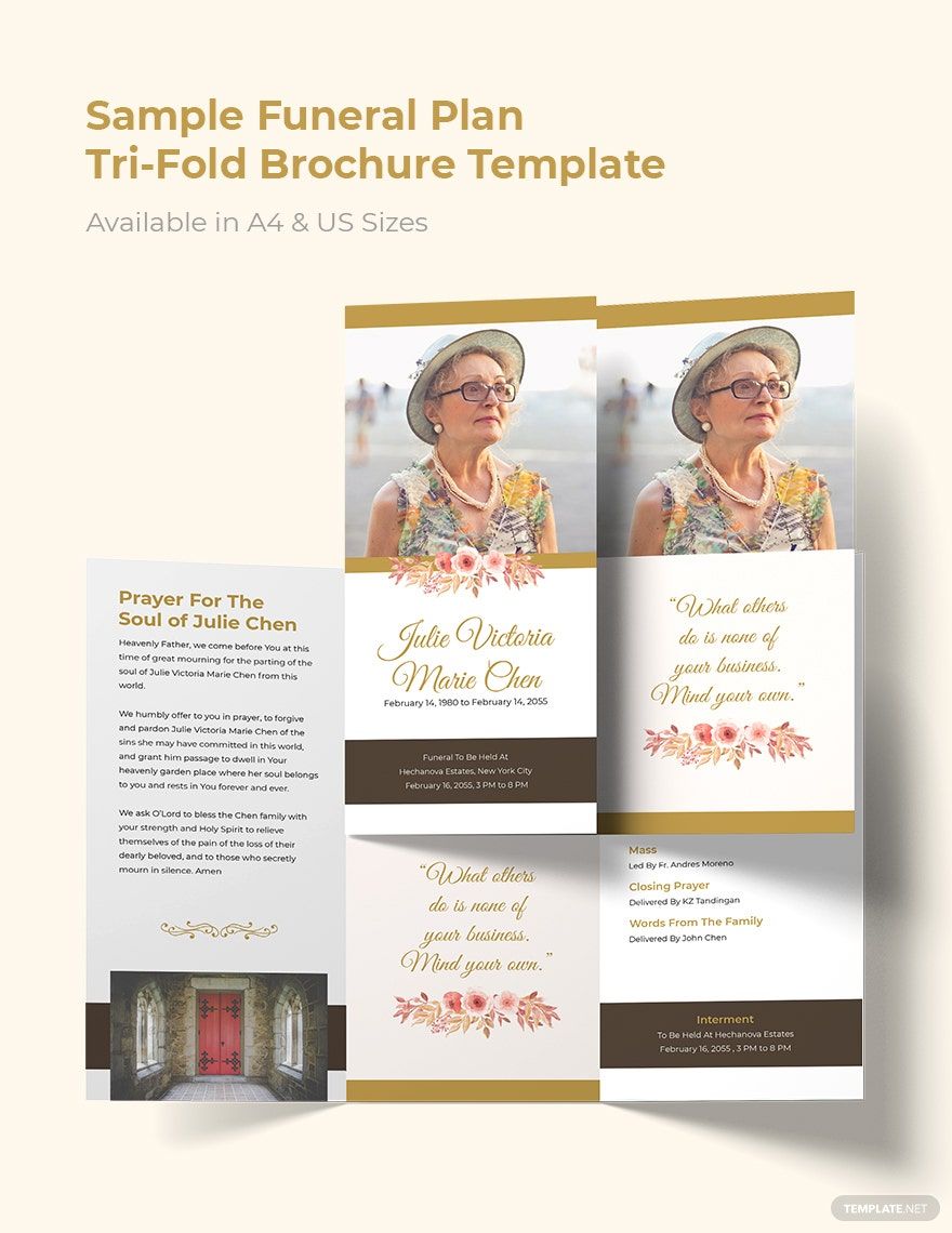 Free Sample Funeral Plan Tri-Fold Brochure Template