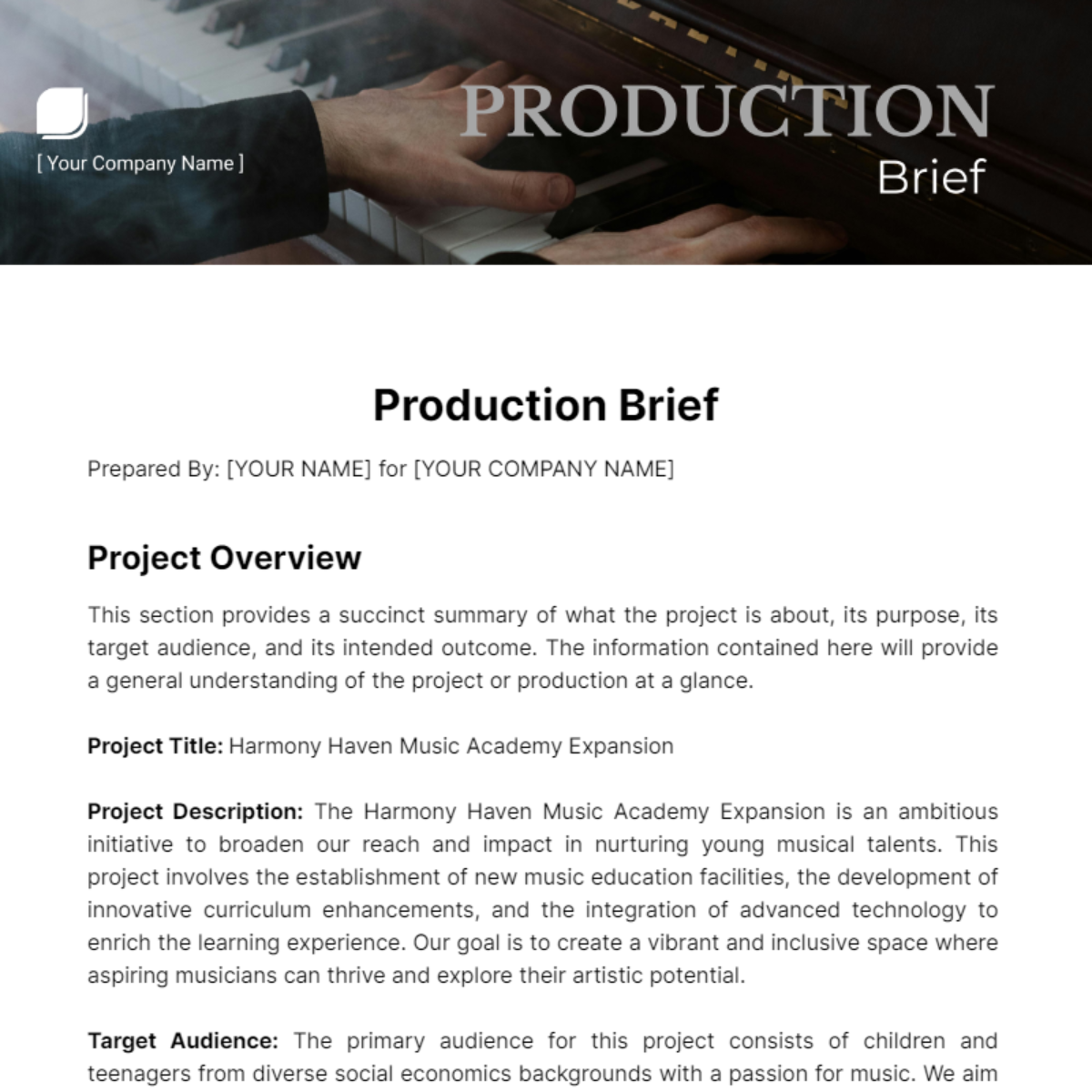 Production Brief Template - Edit Online & Download