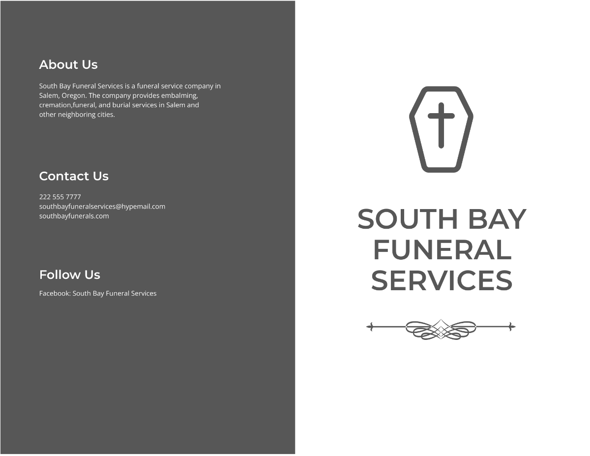 Simple Funeral Service Bi-Fold Brochure Template