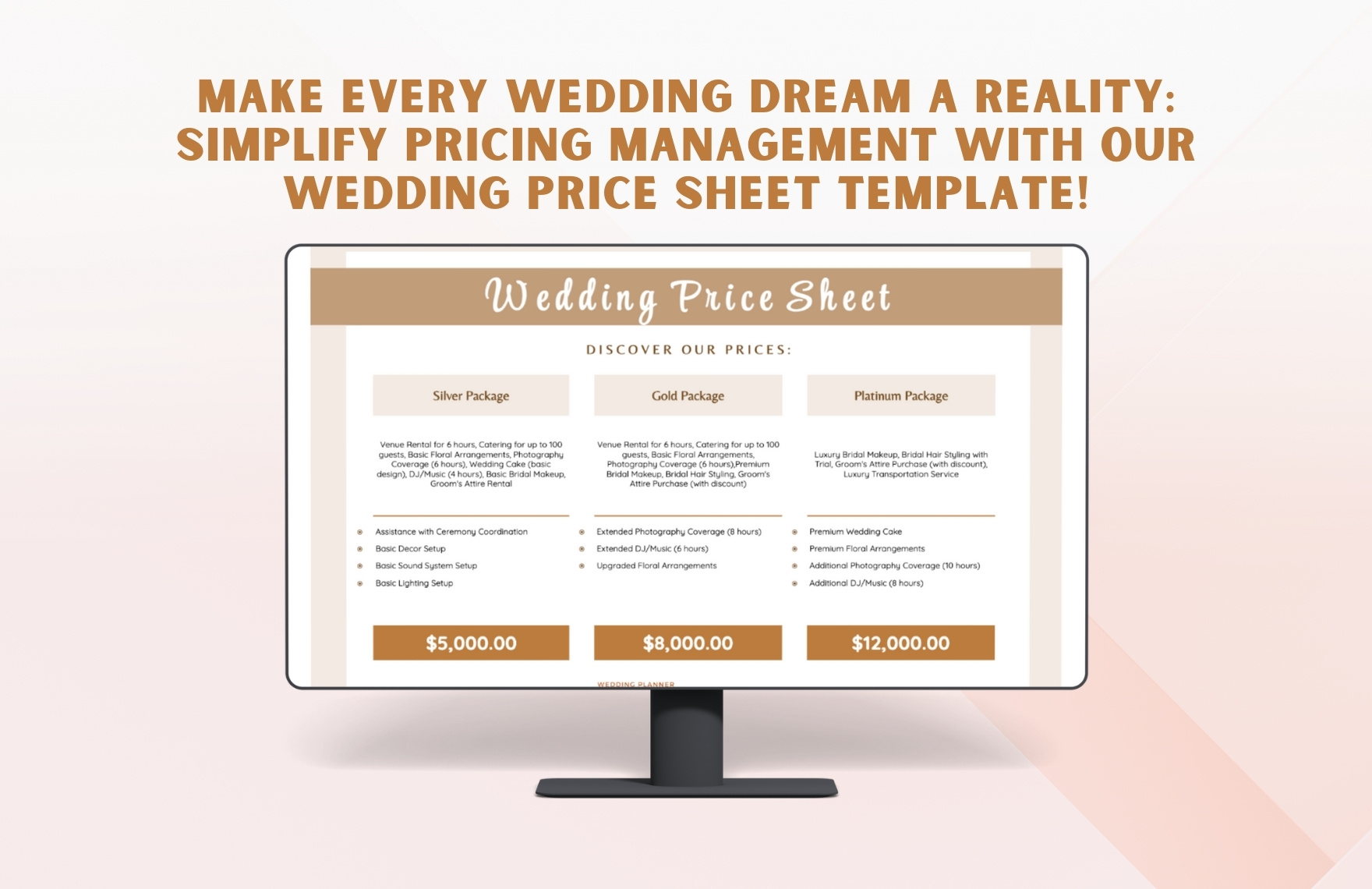 Wedding Price Sheet Template