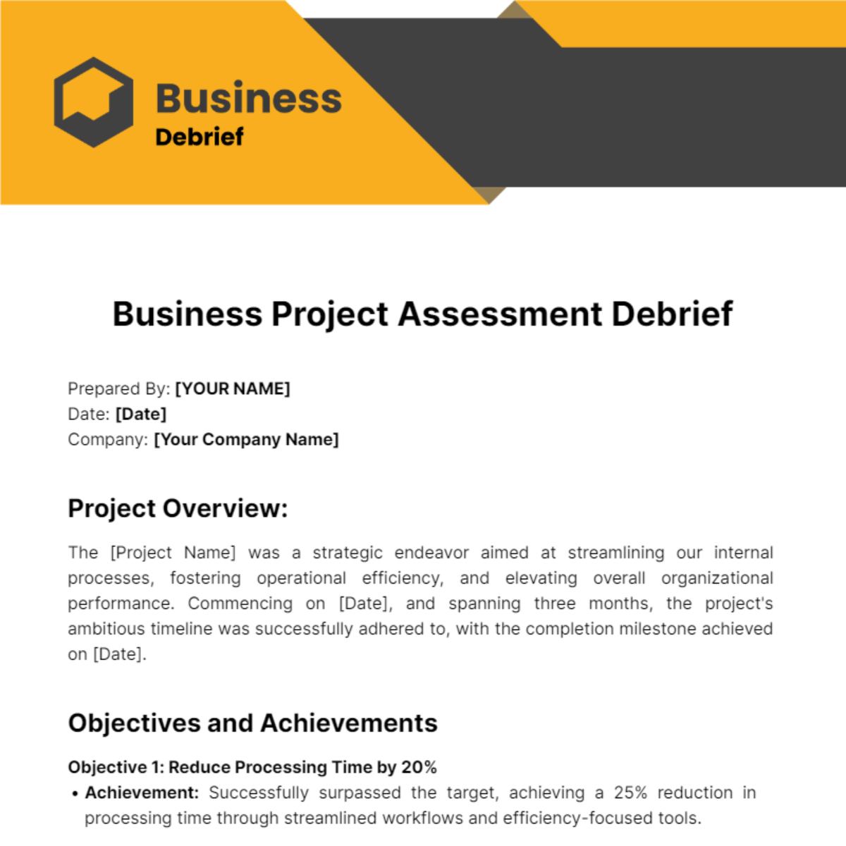 Business Debrief Template - Edit Online & Download