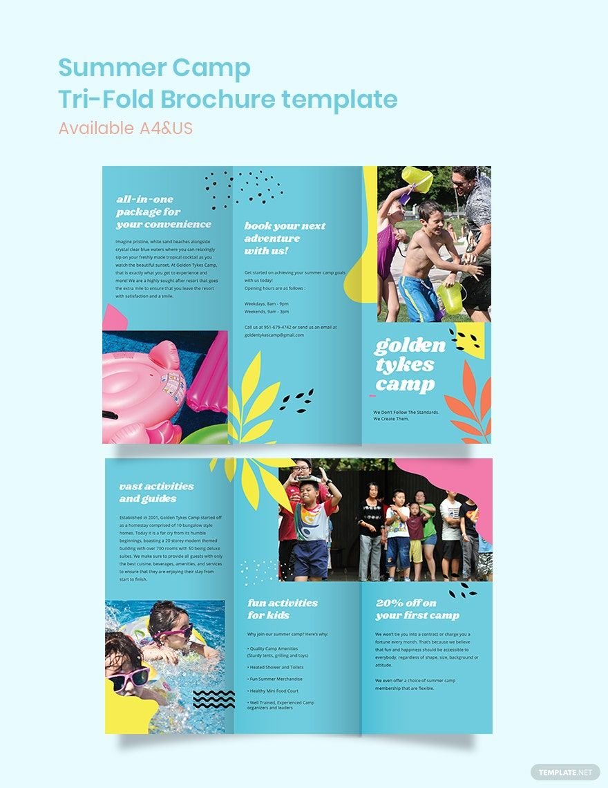 Free Sample Summer Camp Tri-Fold Brochure Template