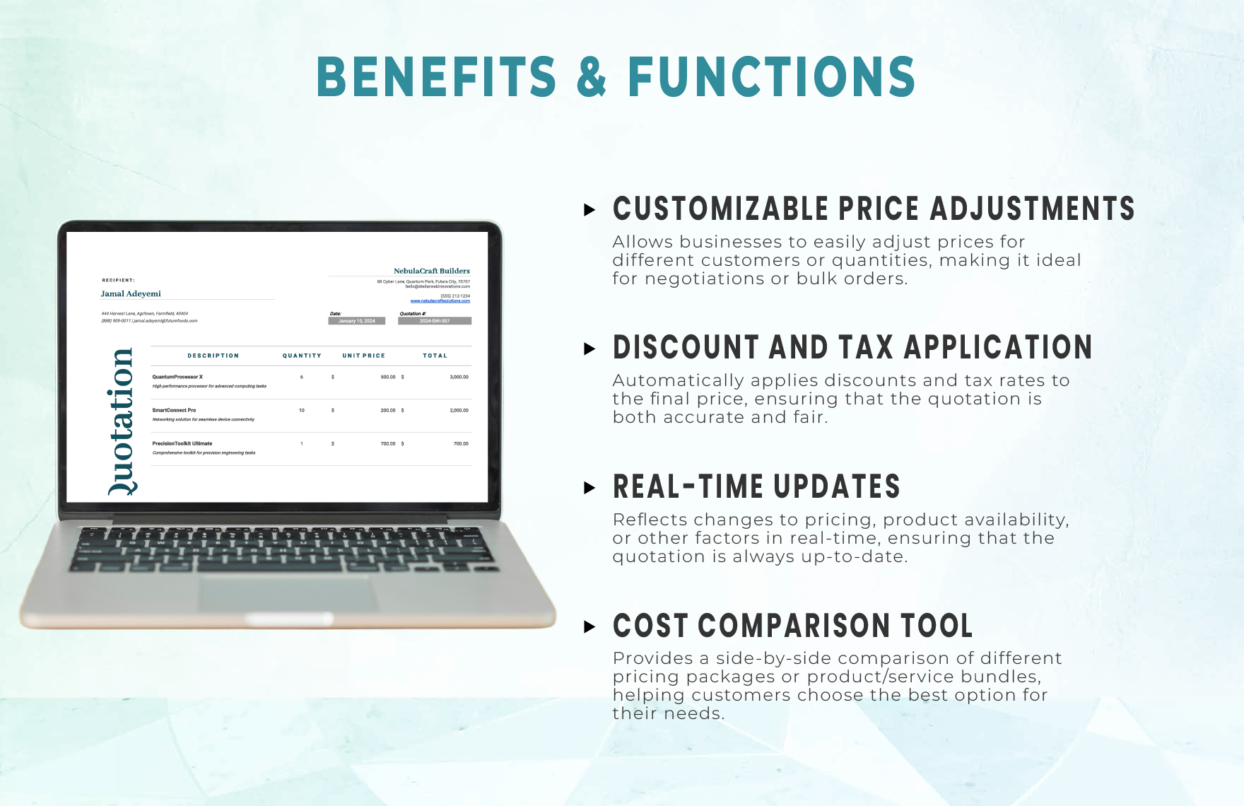 Price Sheet Quotation Template