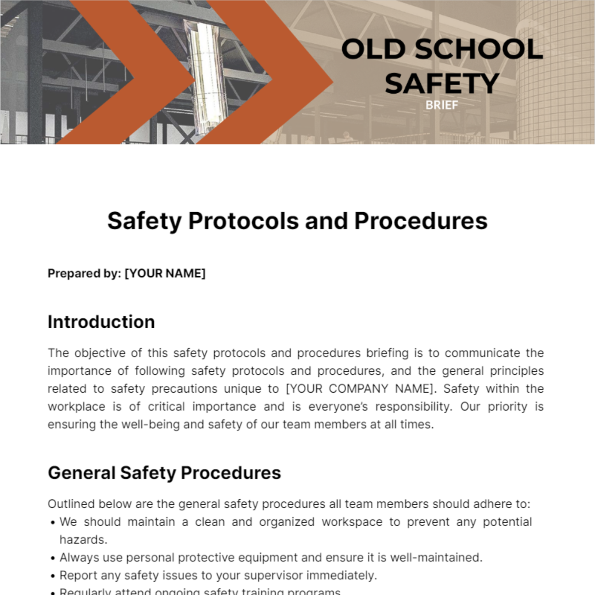 Old School Safety Brief Template - Edit Online & Download