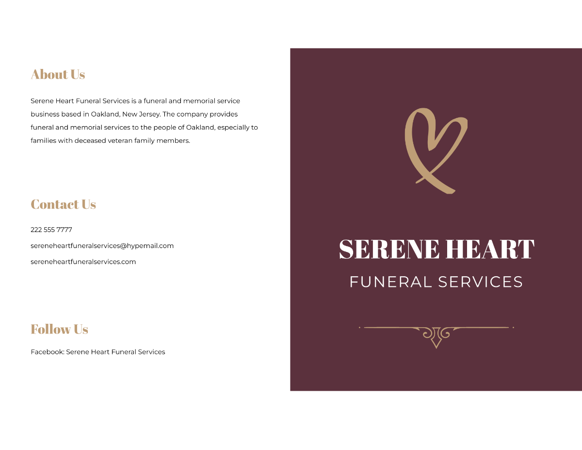 Veteran Eulogy Funeral Bi-Fold Brochure Template