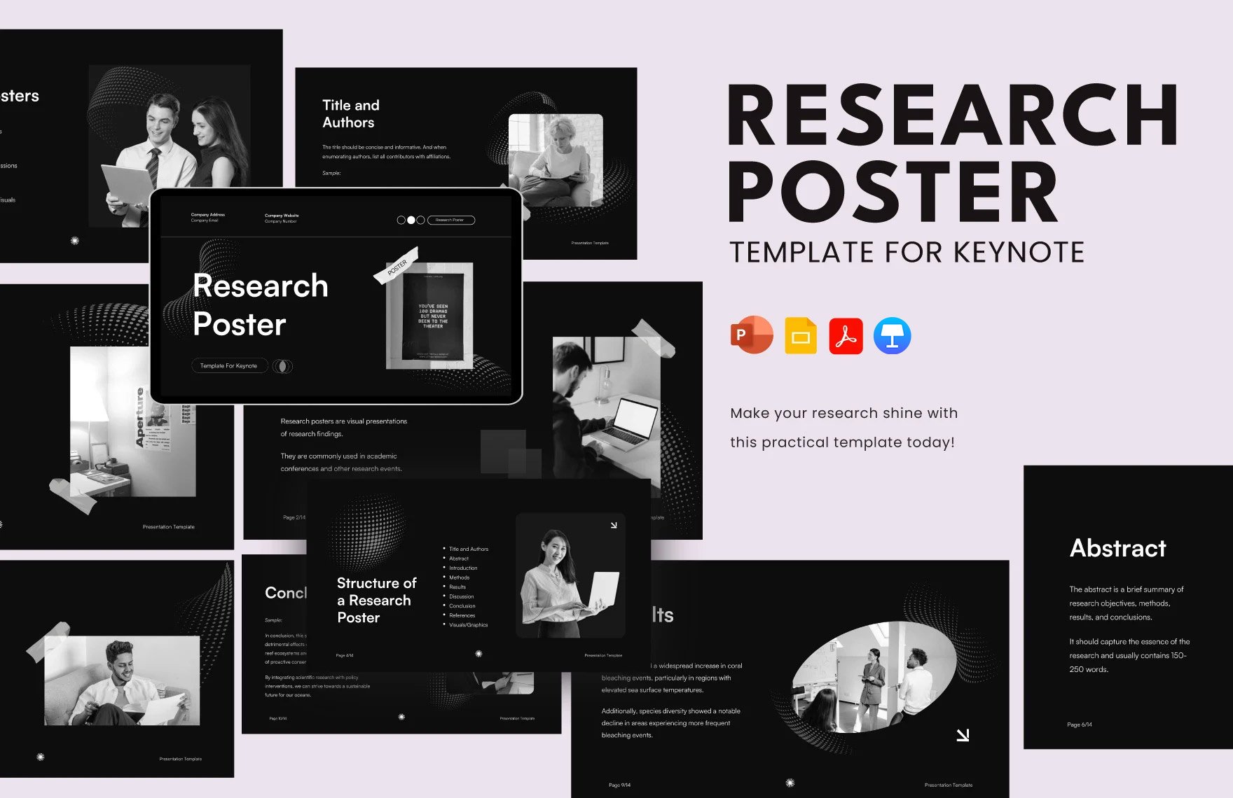 Research Poster Template for Keynote in PDF, PowerPoint, Google Slides, Apple Keynote