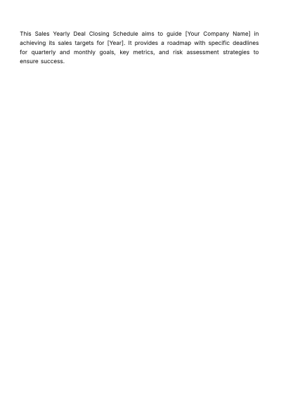 Free Sales Yearly Deal Closing Schedule Template to Edit Online