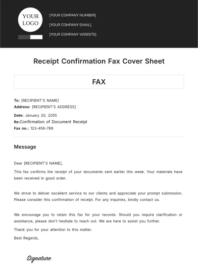 Free Receipt Confirmation Fax Cover Sheet Template & AI Receipt Maker