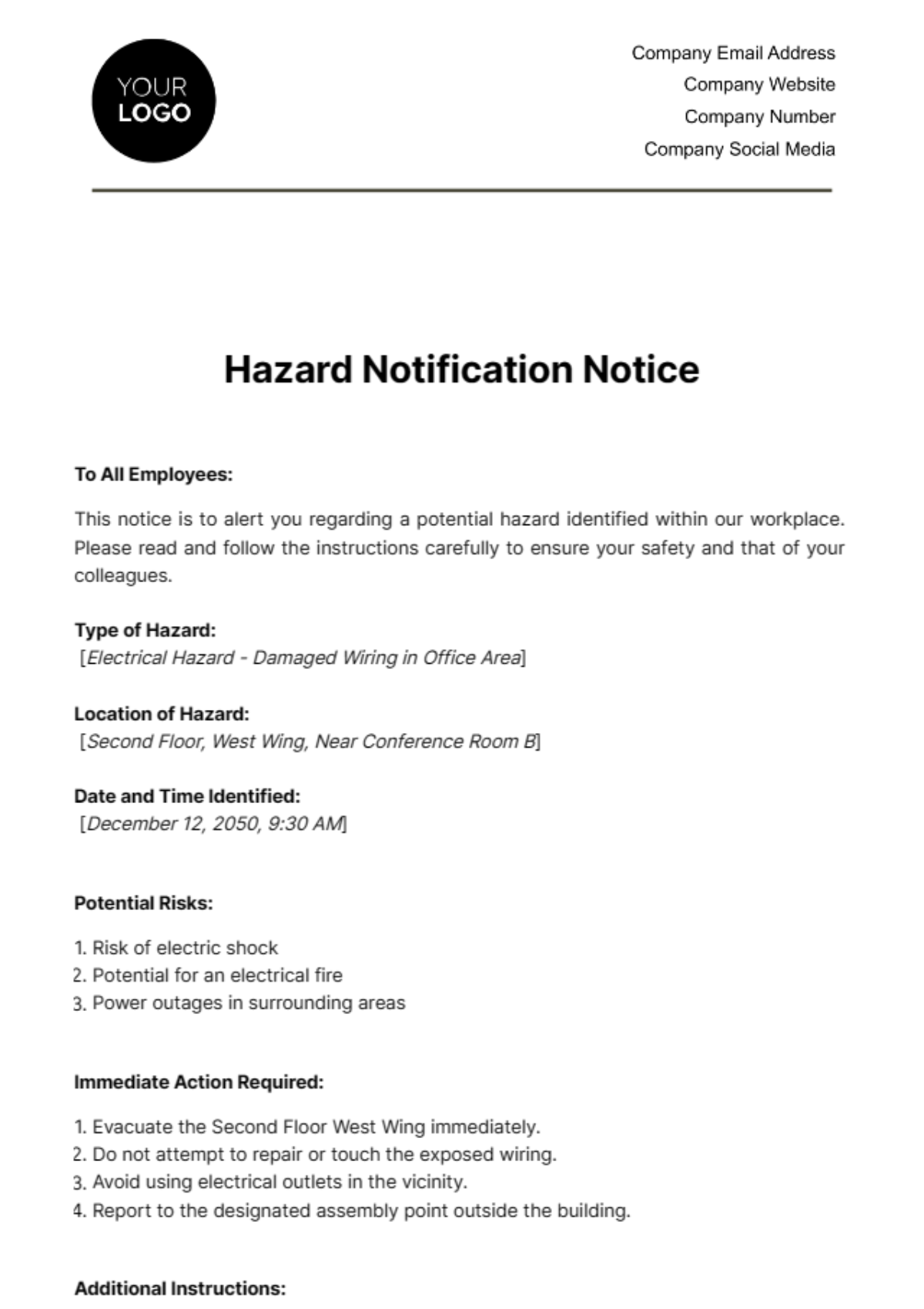 Hazard Notification Notice Template