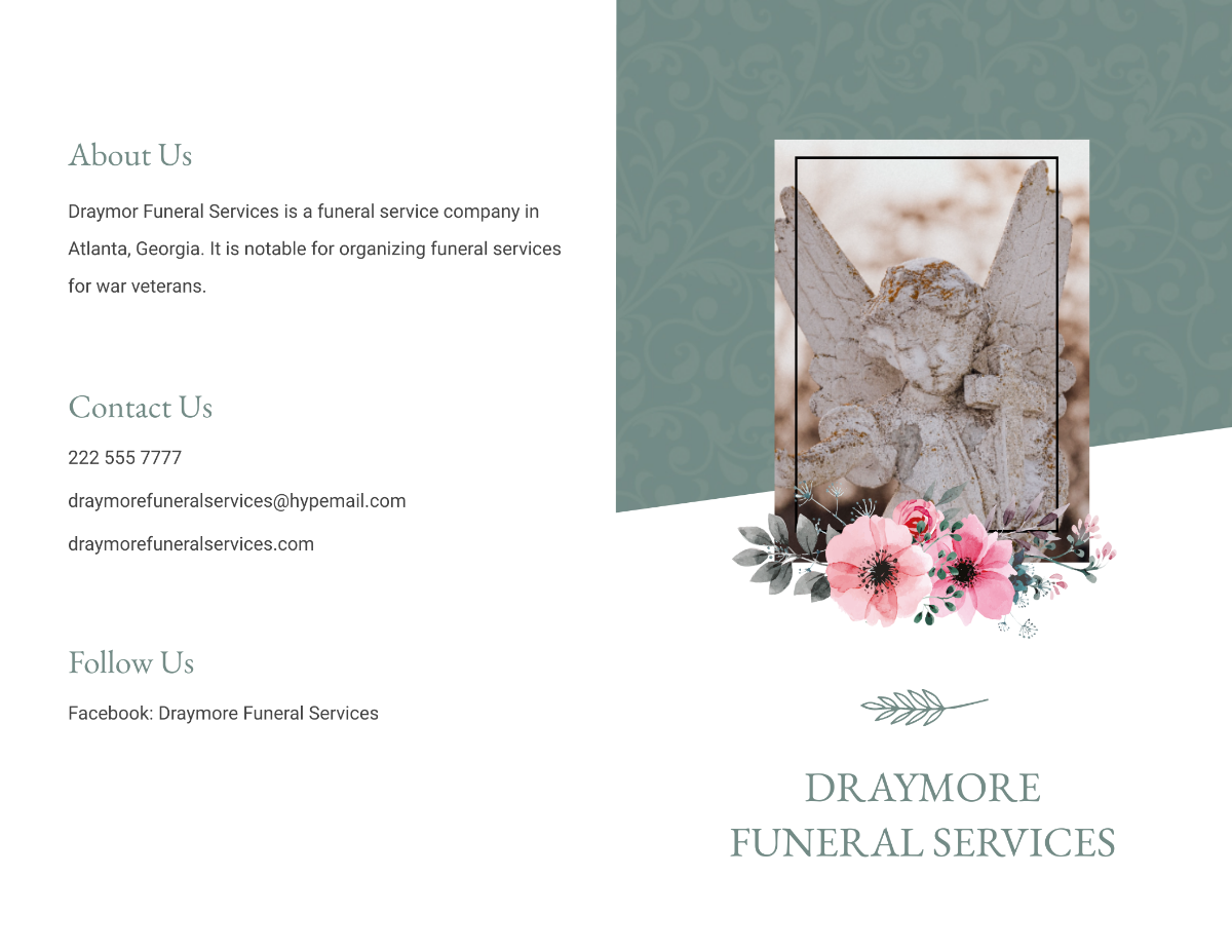 Free Veteran Funeral Program Bi-Fold Brochure Template