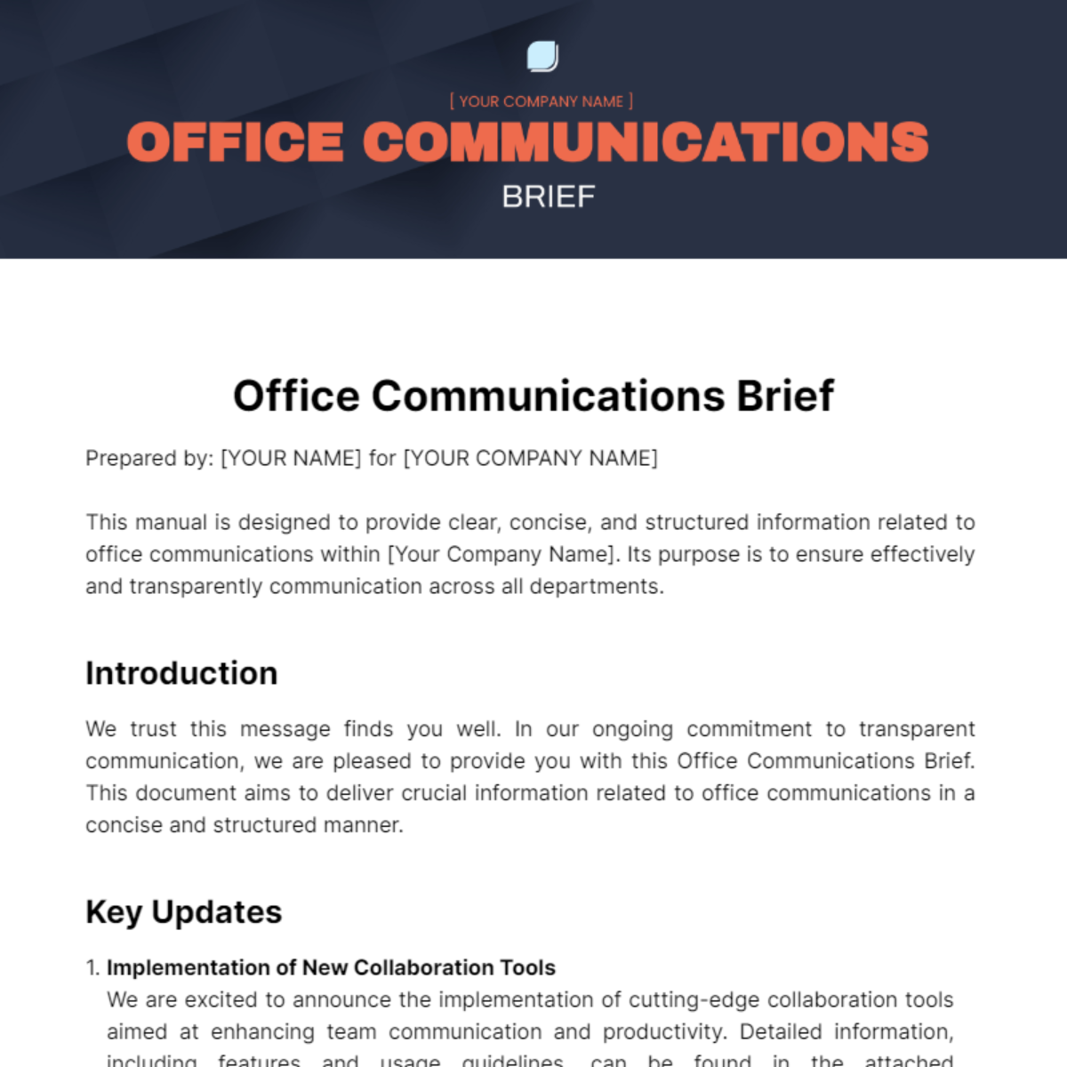 Office Communications Brief Template - Edit Online & Download