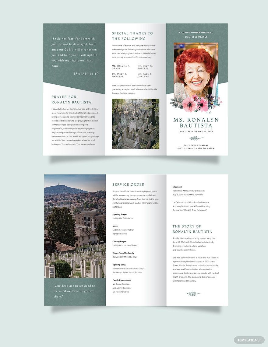 Veteran Funeral Program Tri-Fold Brochure Template in Word, Google Docs, Illustrator, PSD, Apple Pages, Publisher