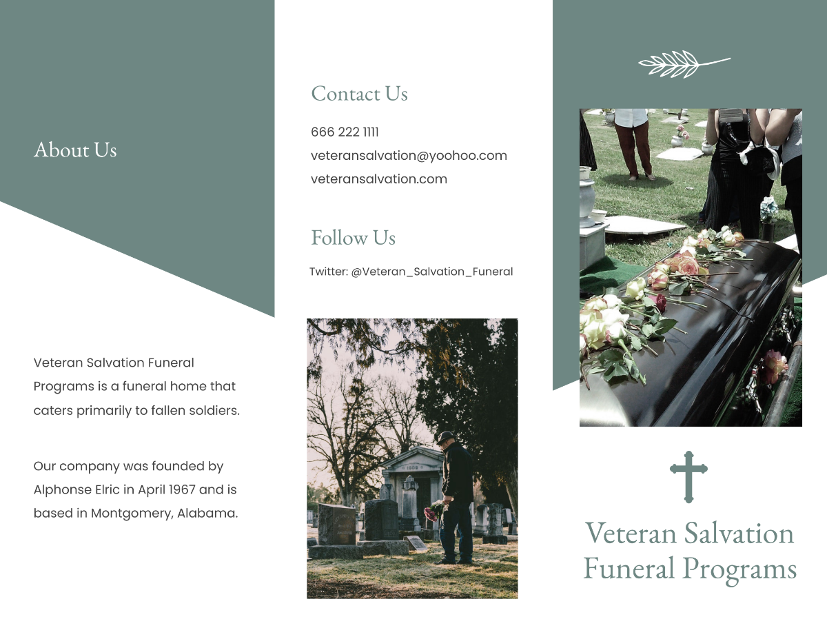 Veteran Funeral Program Tri-Fold Brochure