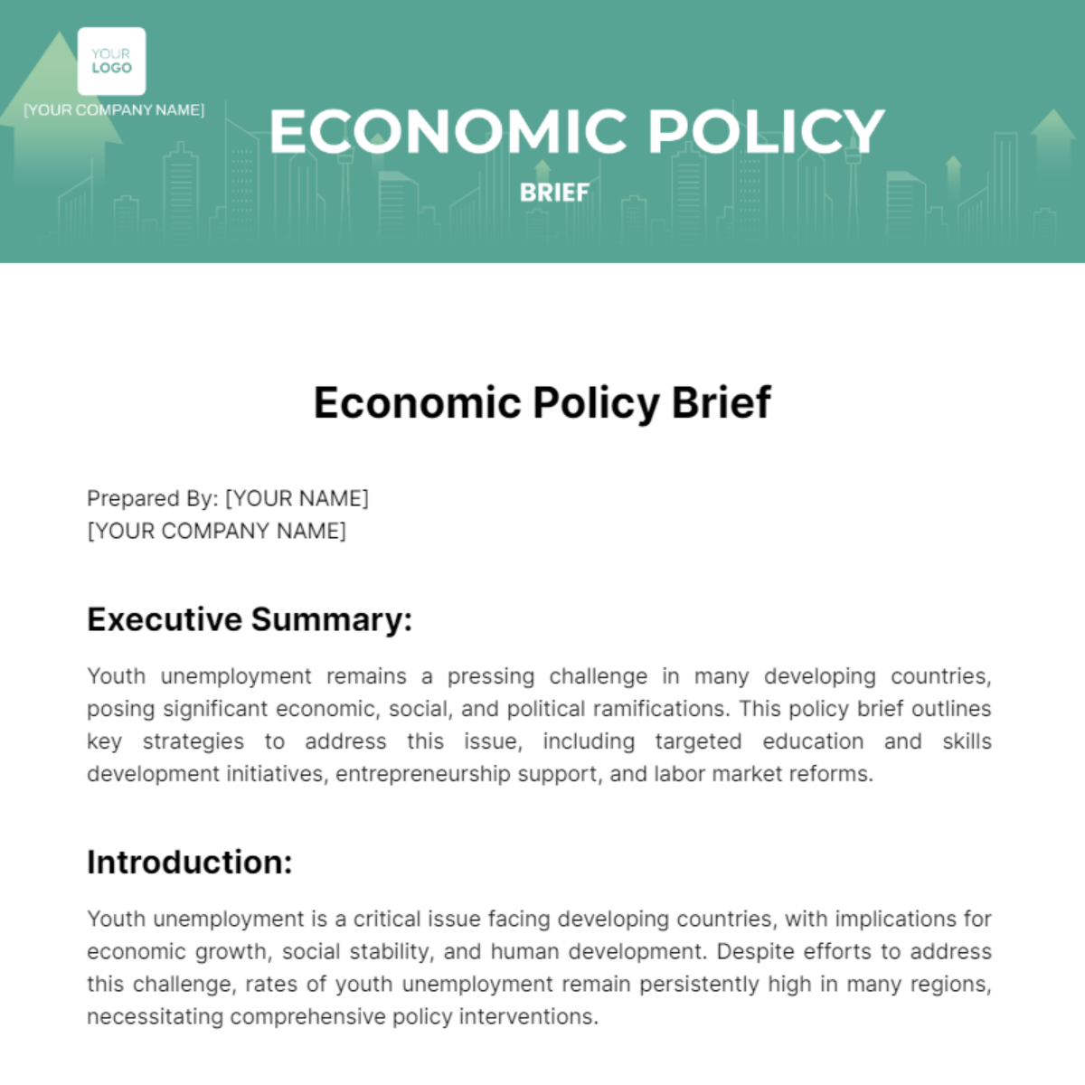 Economic Policy Brief Template - Edit Online & Download