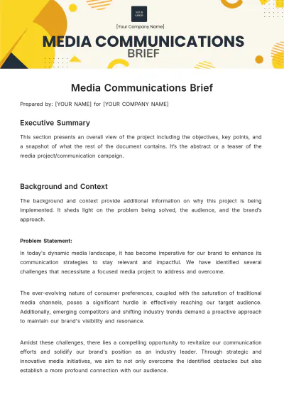 Free Media Communications Brief Template to Edit Online