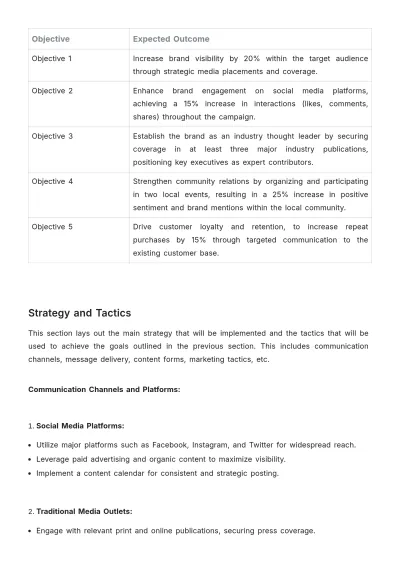 Free Media Communications Brief Template to Edit Online