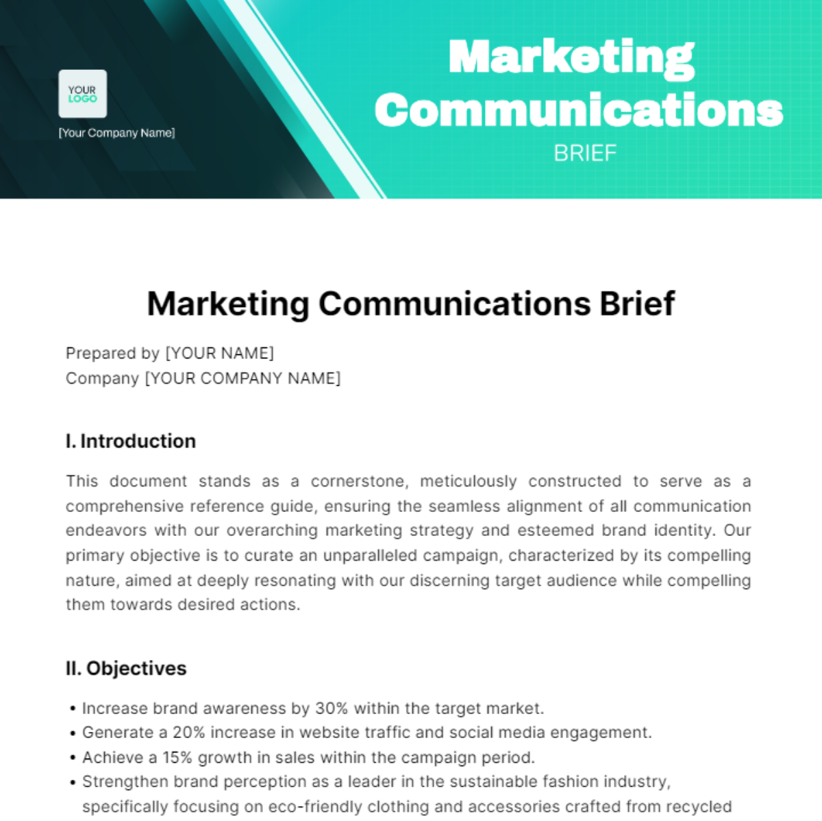 Marketing Communications Brief Template - Edit Online & Download