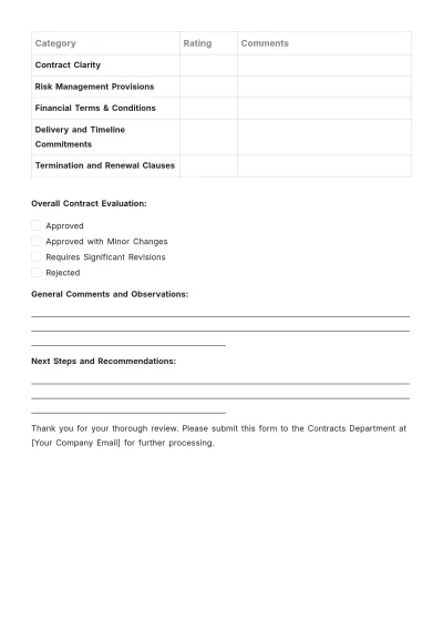 Free Sales Contract Review Form Template to Edit Online