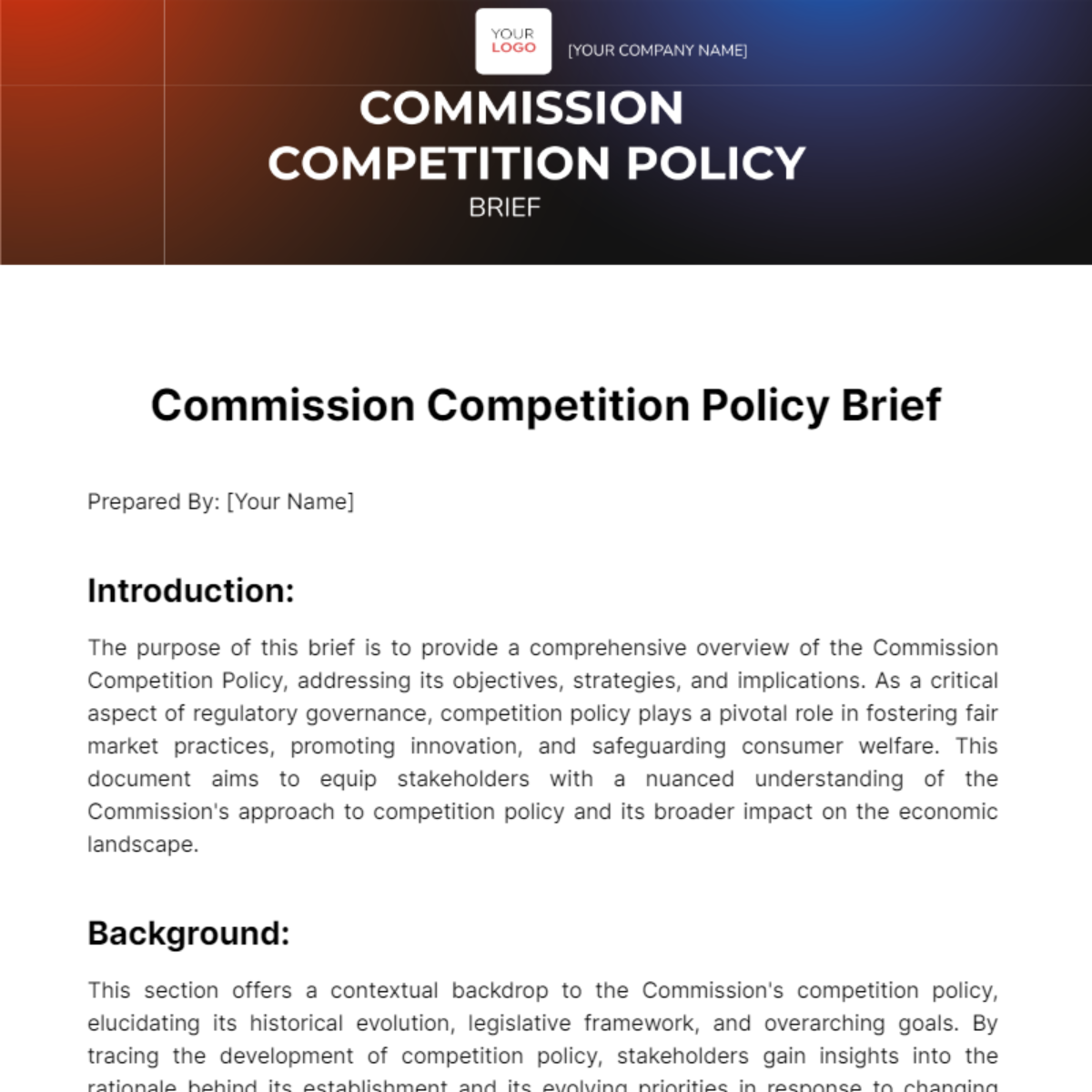 Commission Competition Policy Brief Template - Edit Online & Download