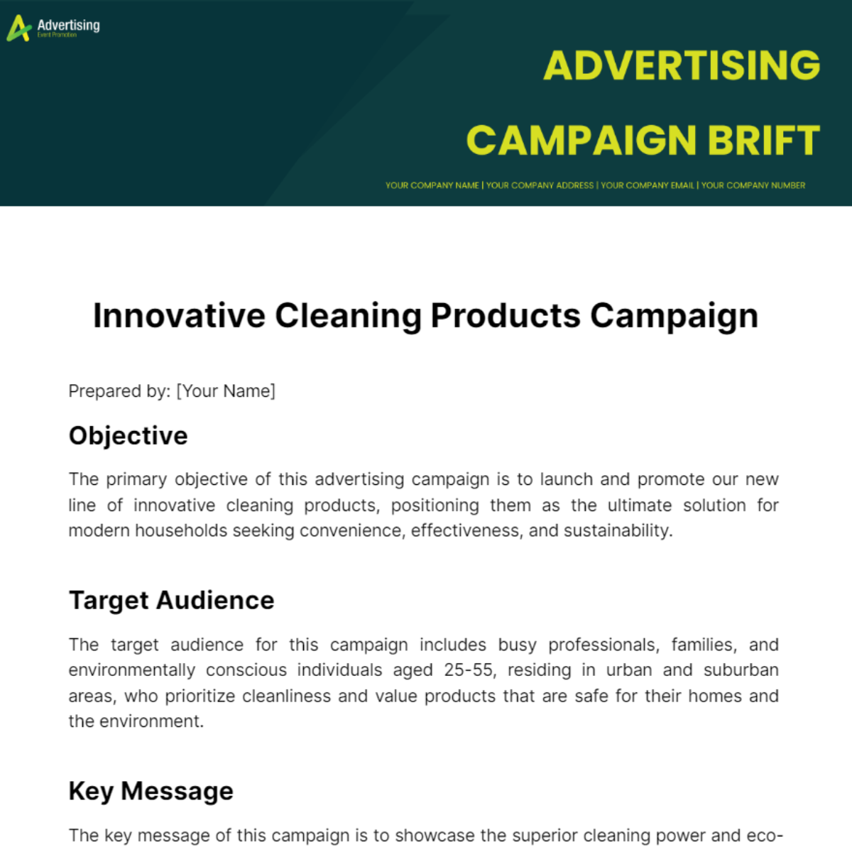 Advertising Campaign Brief Template - Edit Online & Download