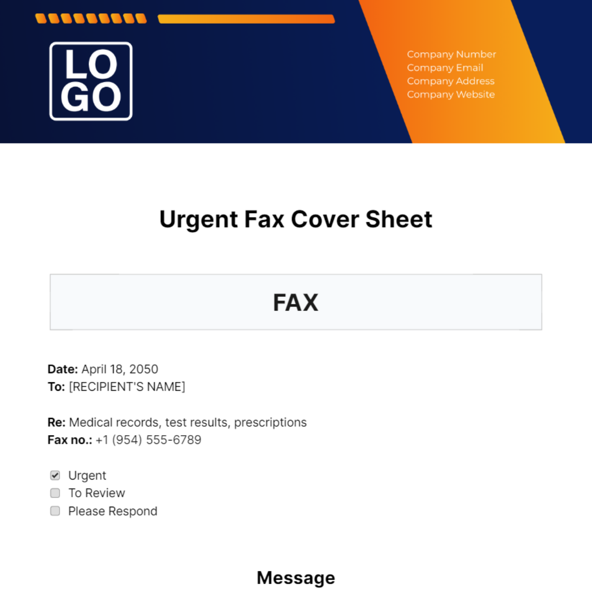 Urgent Fax Cover Sheet