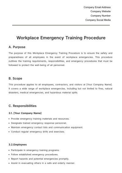 Free Workplace Emergency Training Procedure Template to Edit Online