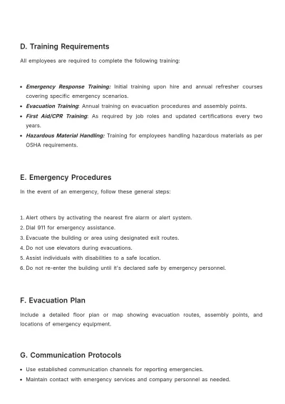 Free Workplace Emergency Training Procedure Template to Edit Online