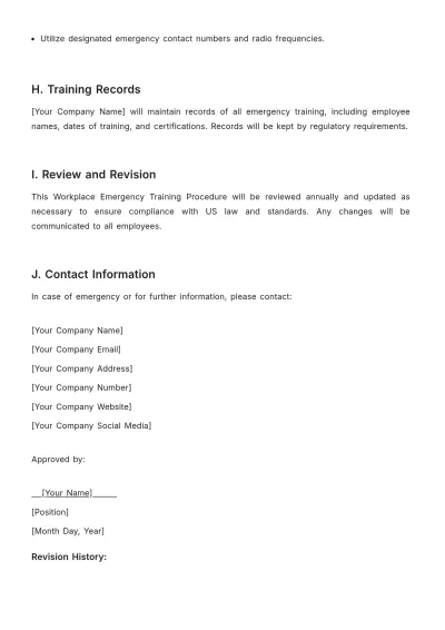 Free Workplace Emergency Training Procedure Template to Edit Online