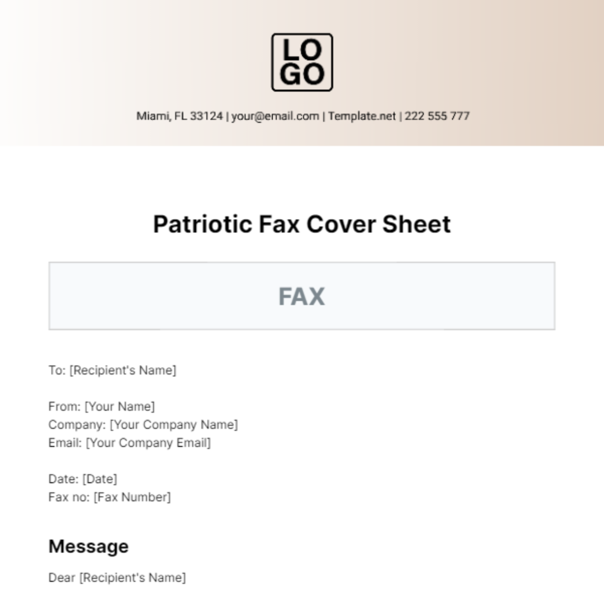 Patriotic Fax Cover Sheet