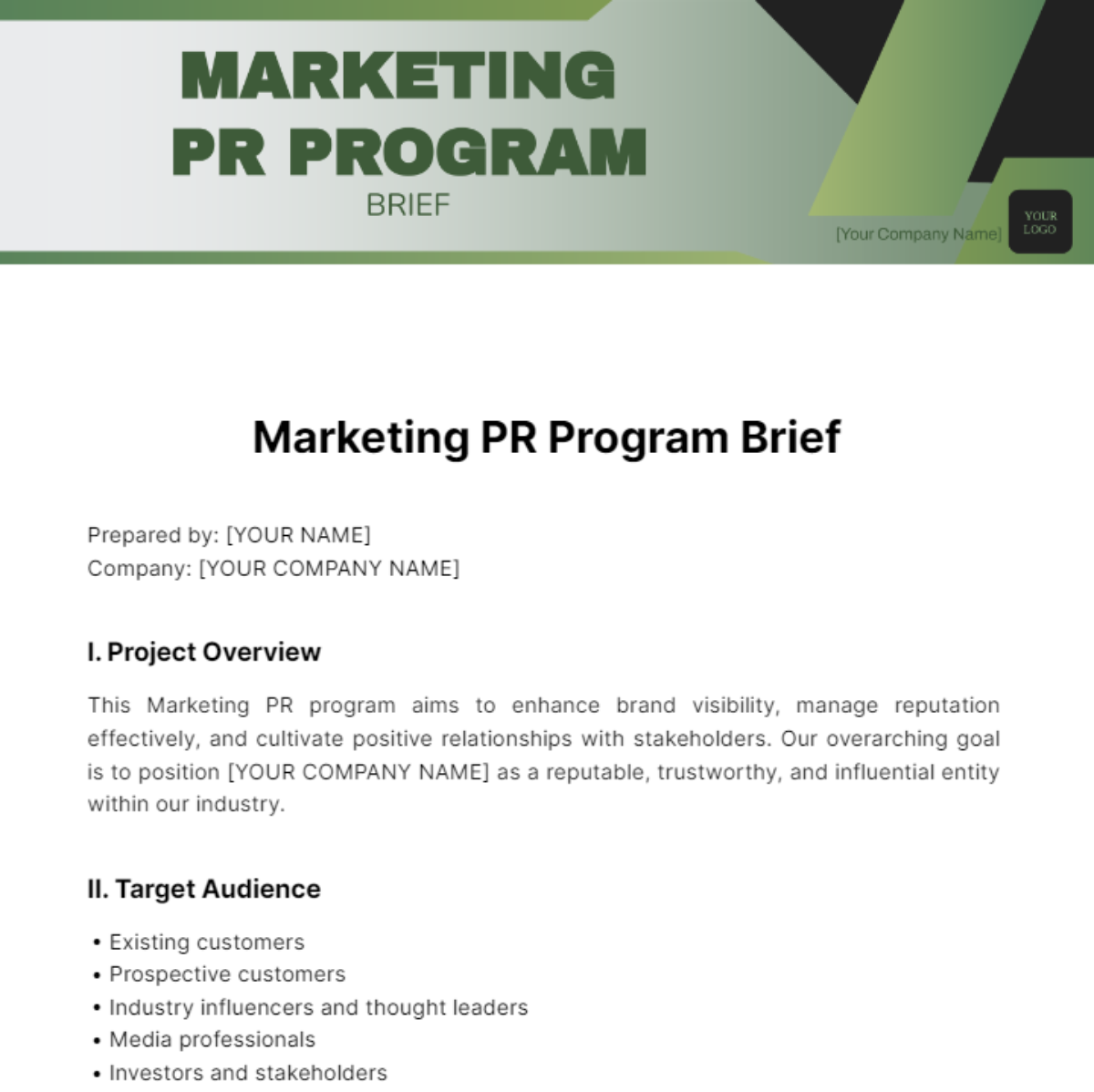 Free Marketing PR Program Brief Template - Edit Online & Download ...