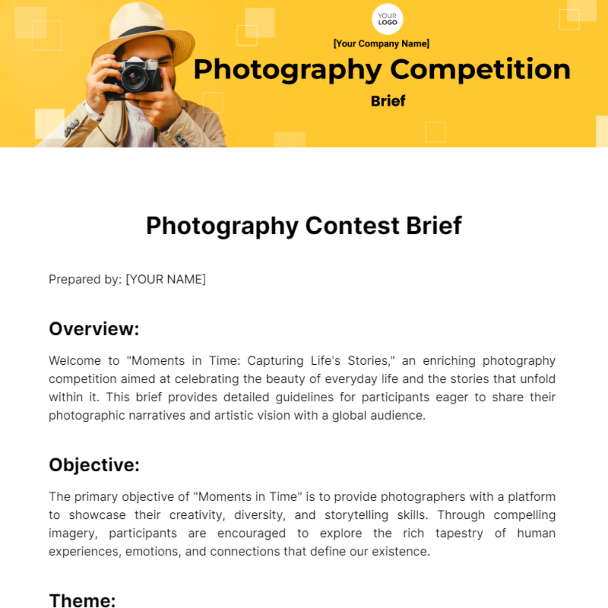 Photography Competition Brief Template - Edit Online & Download