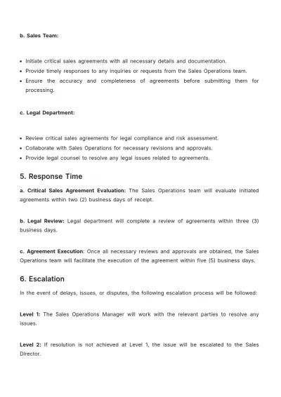Free SLA for Critical Sales Agreements Template to Edit Online