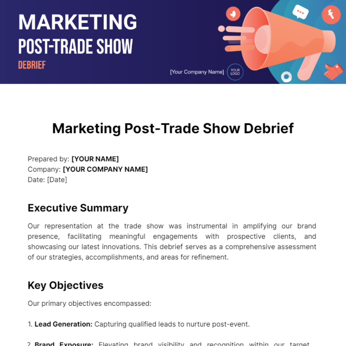 Marketing Post-Trade Show Debrief Template - Edit Online & Download