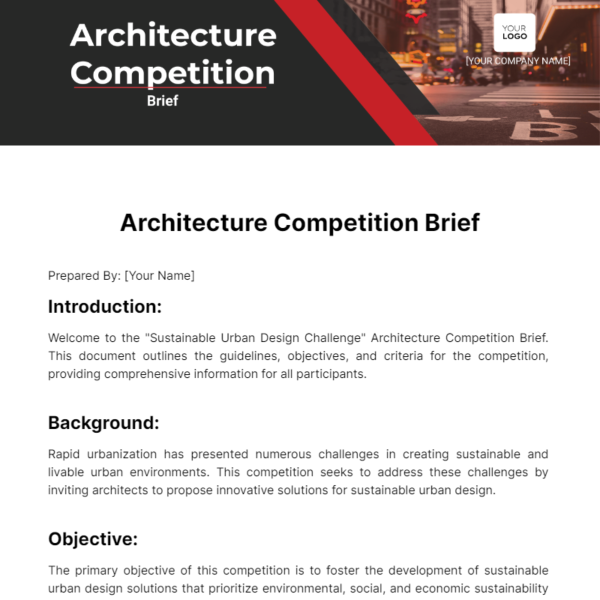 Architecture Competition Brief Template - Edit Online & Download