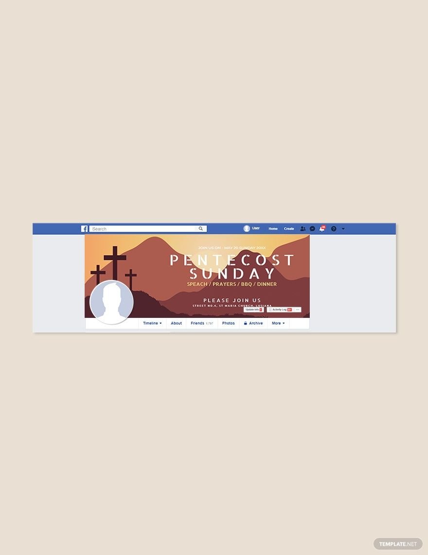 Pentecost Sunday Facebook Cover Template in PSD