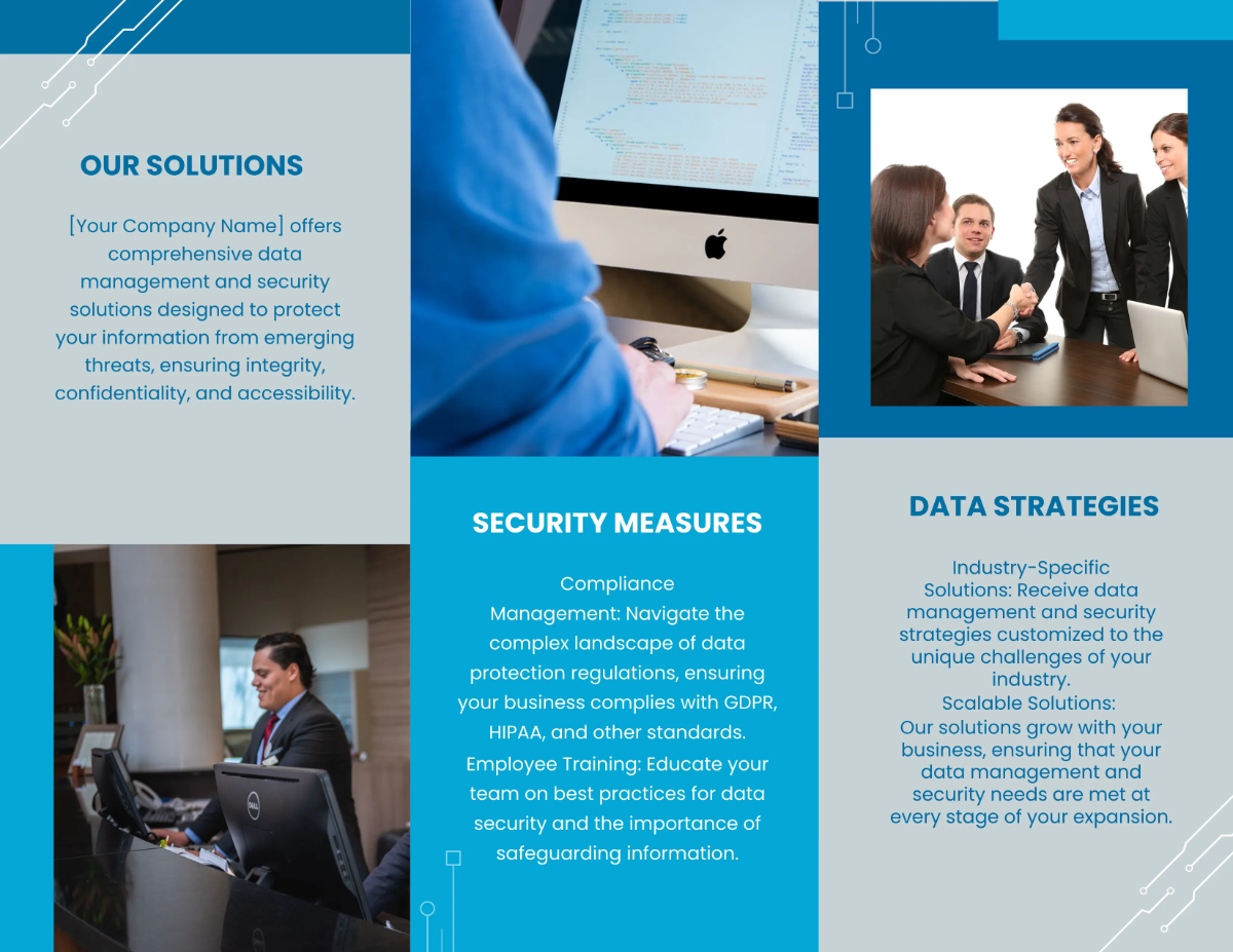 Free Data Management and Security Solutions Brochure Template to Edit Online