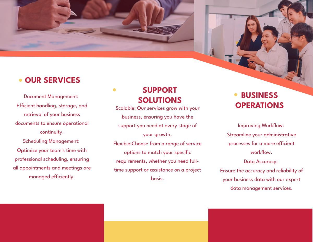 Free Administrative Support Services Overview Brochure Template to Edit Online