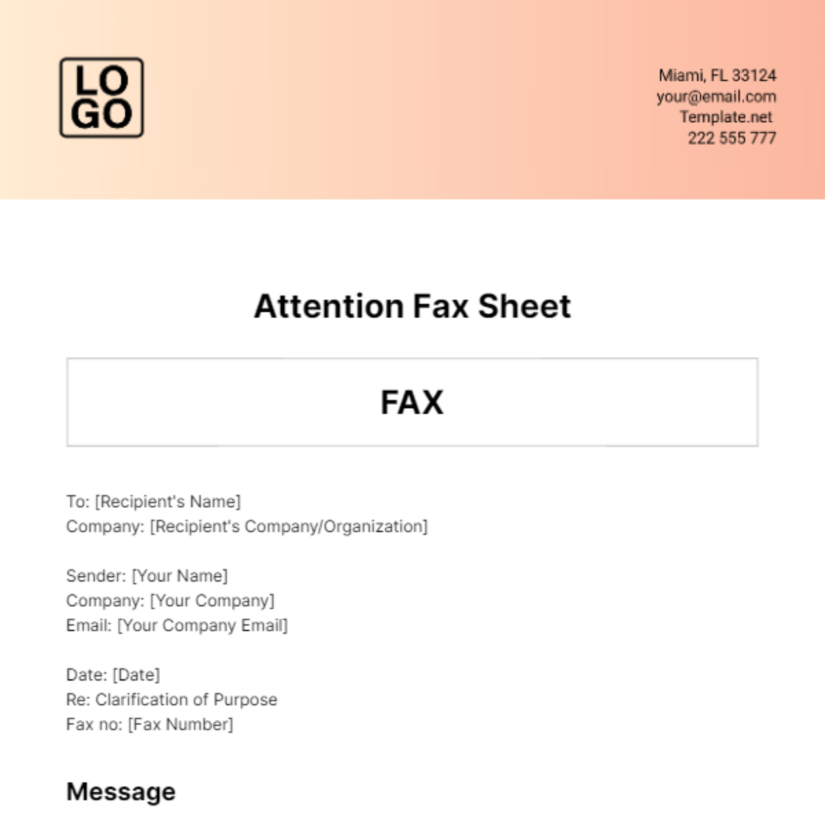 Attention Fax Sheet