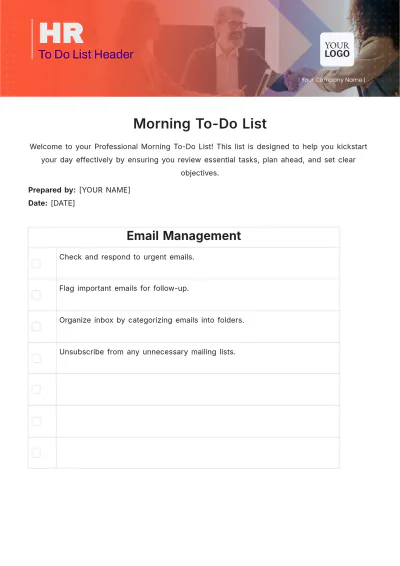 Free Morning To Do List Template to Edit Online