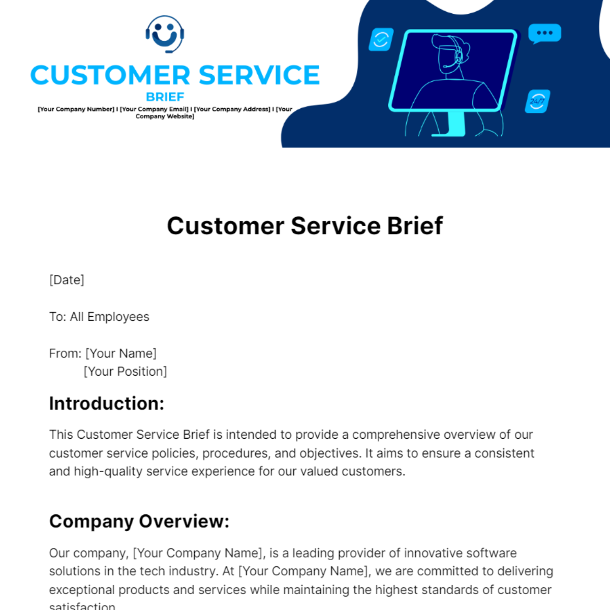 Customer Service Brief Template - Edit Online & Download